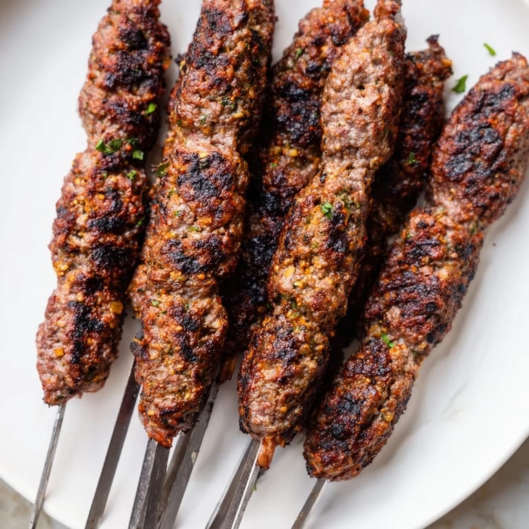 Smoky, flavorful Iraqi Kebab Tikka sizzles on the grill: a vibrant image of seasoned, perfectly cooked ground meat.