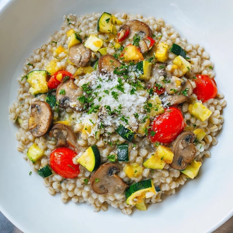 Enjoy this healthy and delicious Pearled Barley Creamy Bowl, a comforting vegetarian main dish.