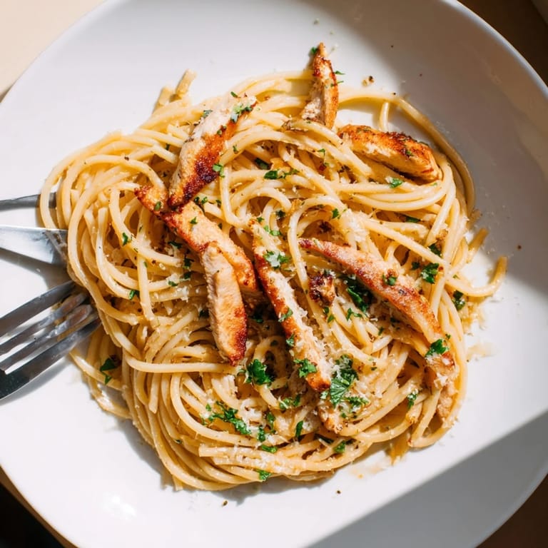 Brown Butter Lemon Chicken Pasta is plated with lemon wedges and Parmesan, a perfect main dish for weeknight dinners.