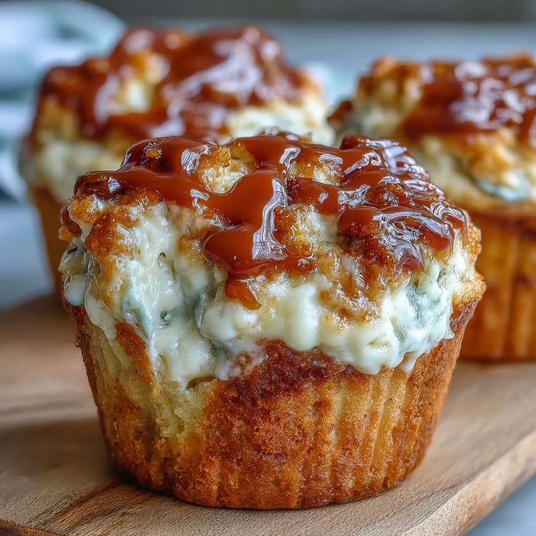 Homemade Caramel Cream Cheese Swirl Muffins arranged on a rustic wooden board, ready to be served with a glass of cold milk.