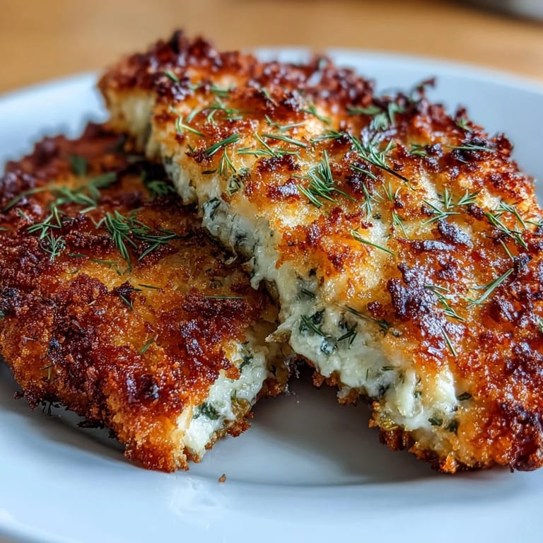 Tender chicken breasts marinated in dill pickle juice, fried golden with a crispy Parmesan coating.