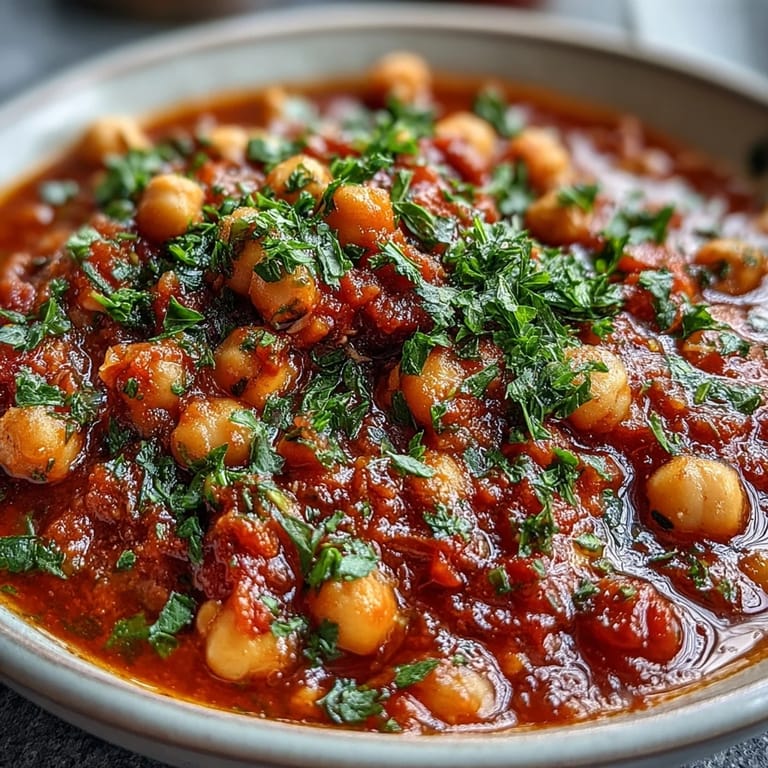 Savory Spanish chickpea stew simmering in a pot, ready to be served.