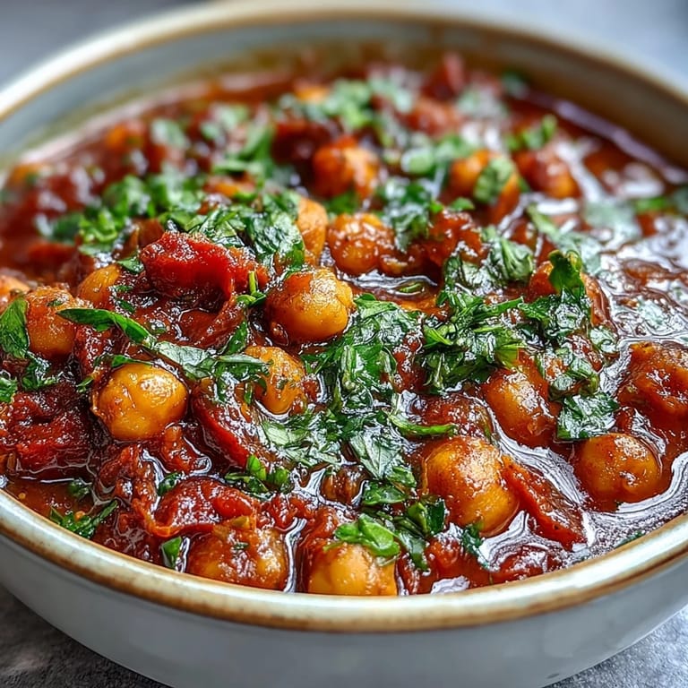 Flavorful Spanish chickpea stew, a comforting vegetarian meal with rich spices.