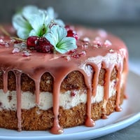 Blush-pink Bridal Shower Rosé Velvet Cake with shimmering gold drip.